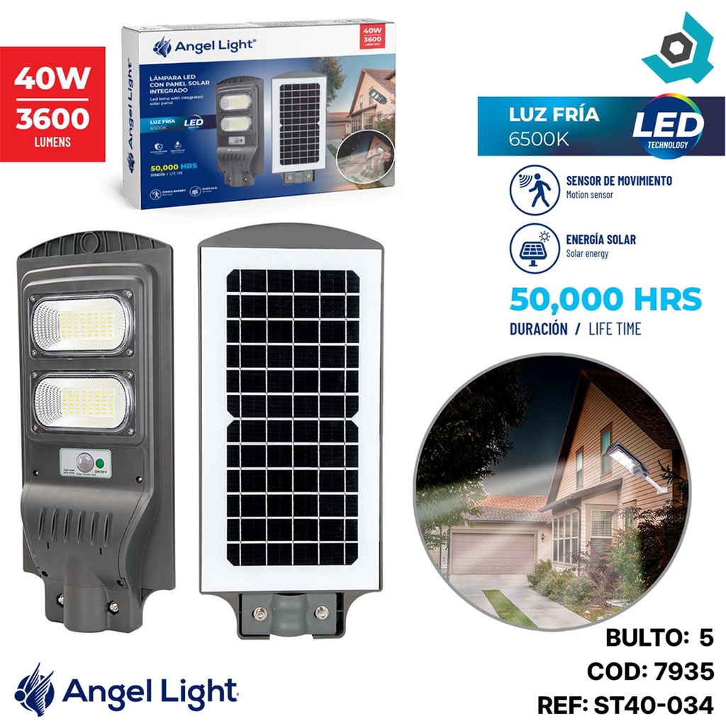 LAMPARA LED SOLAR 40W ANGEL LIGHT
