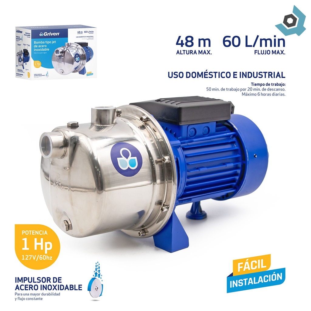 BOMBA DE AGUA 1HP JET AUTOCEBANTE GRIVEN