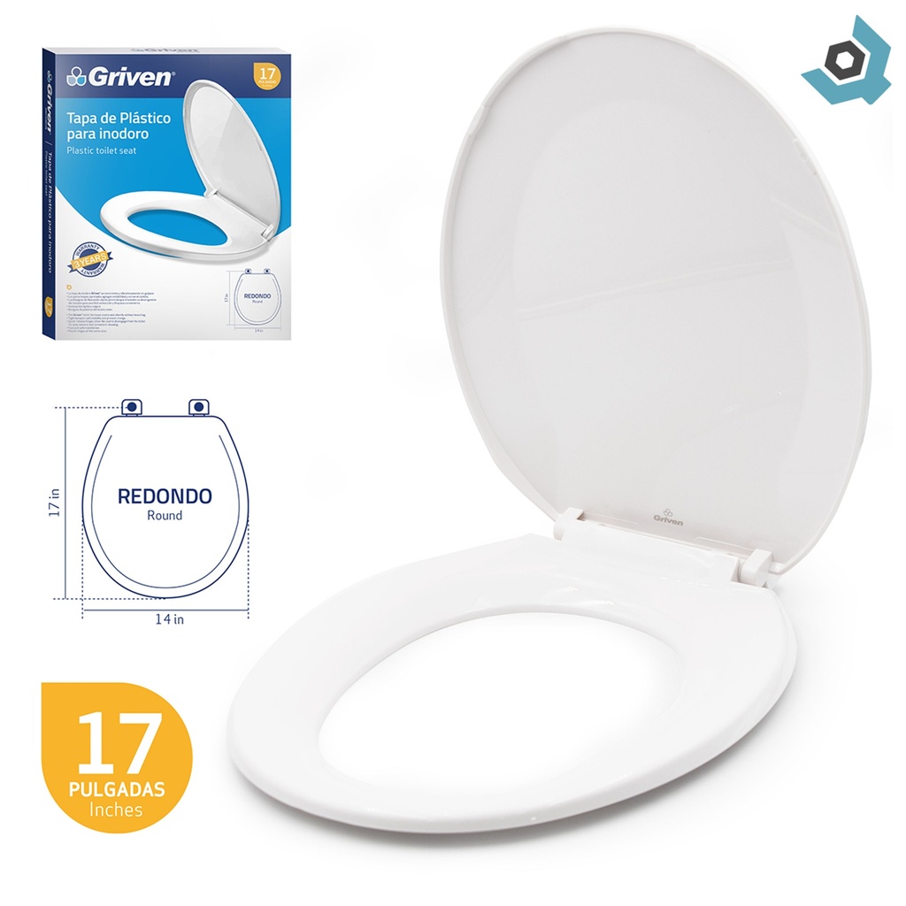 ASIENTO PARA INODORO 17" BLANCO REDONDO GRIVEN