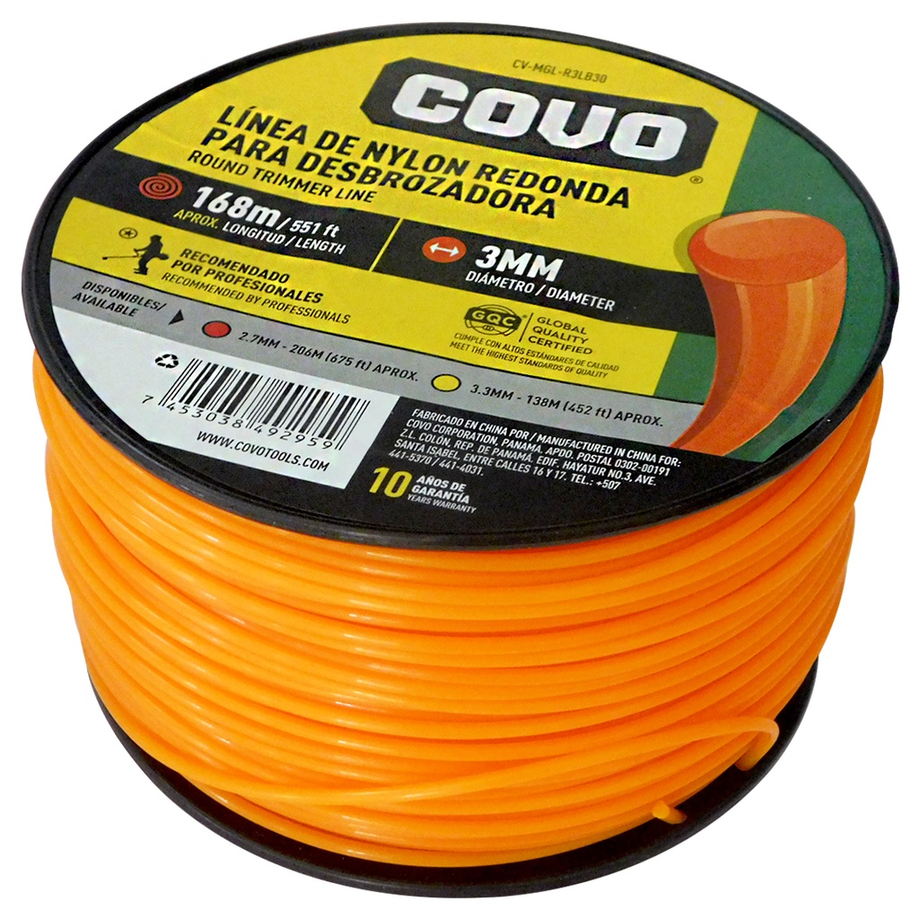 NYLON REDONDO PARA DESMALEZADORA 168MT X 3MM COVO