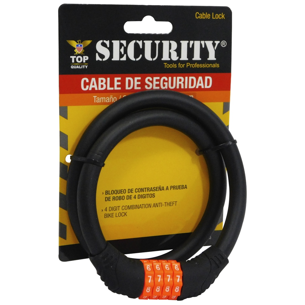 CANDADO PARA BICICLETA 12MM X 65CM COMBINACION SECURITY