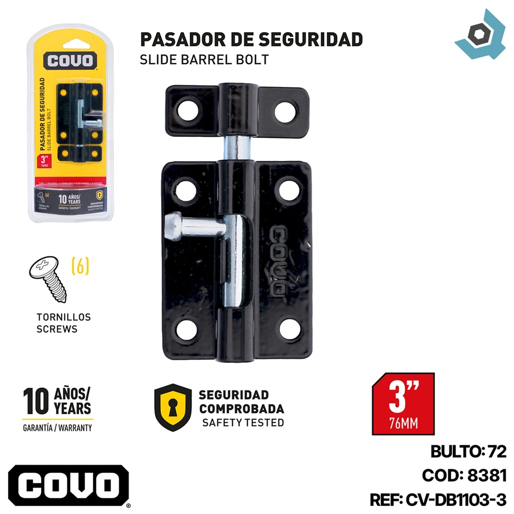 PASADOR DE SEGURIDAD 3" COVO