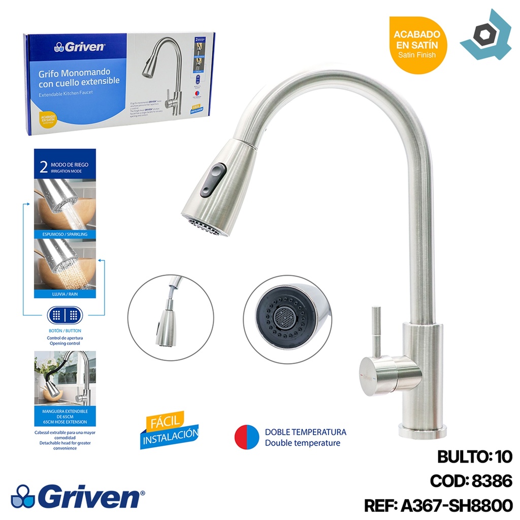 GRIFERIA PARA FREGADERO CUELLO EXTENSIBLE GRIVEN