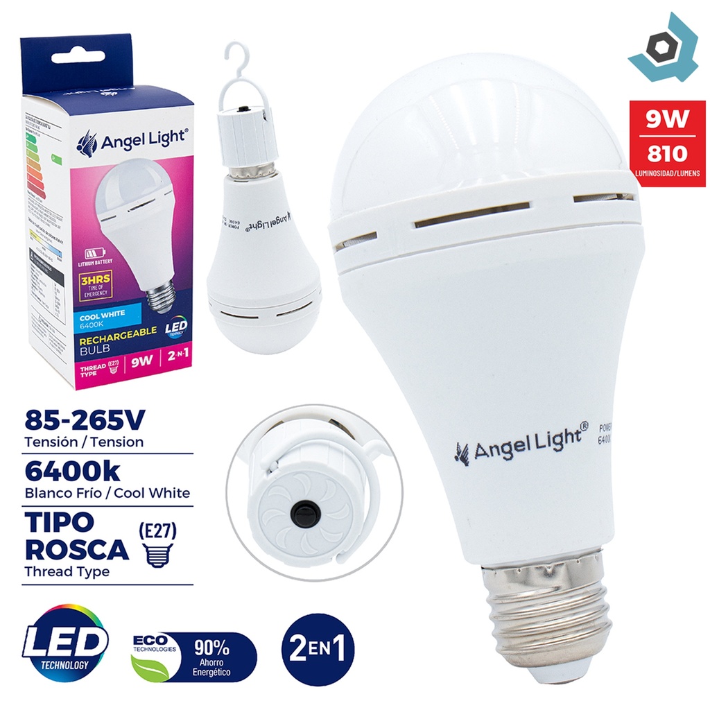 BOMBILLO LED 9W RECARGABLE ANGEL LIGHT