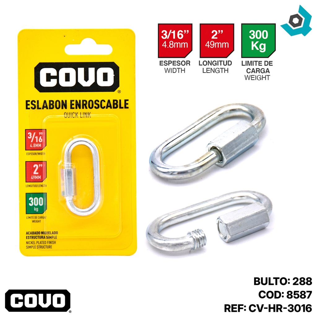 BANDOLA CON SEGURO ENROSCABLE 2" COVO