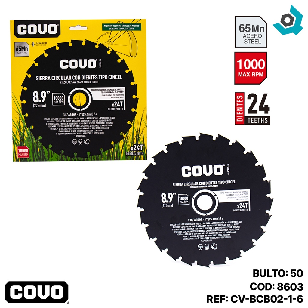 DISCO DE SIERRA 8.9" PARA CESPED COVO