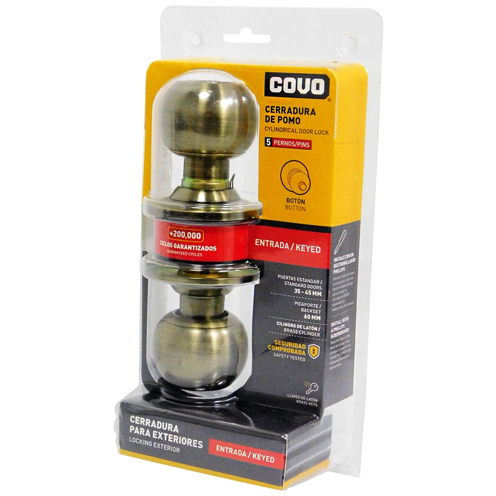 CERRADURA DE POMO PARA DORMITORIO SATINADO COVO