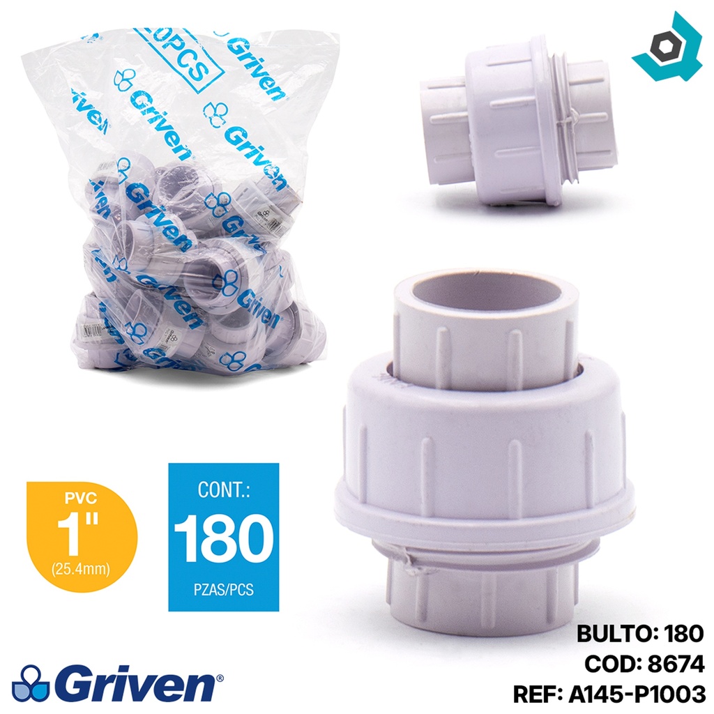 UNION UNIVERSARL 1" DE PVC SIN ROSCA GRIVEN