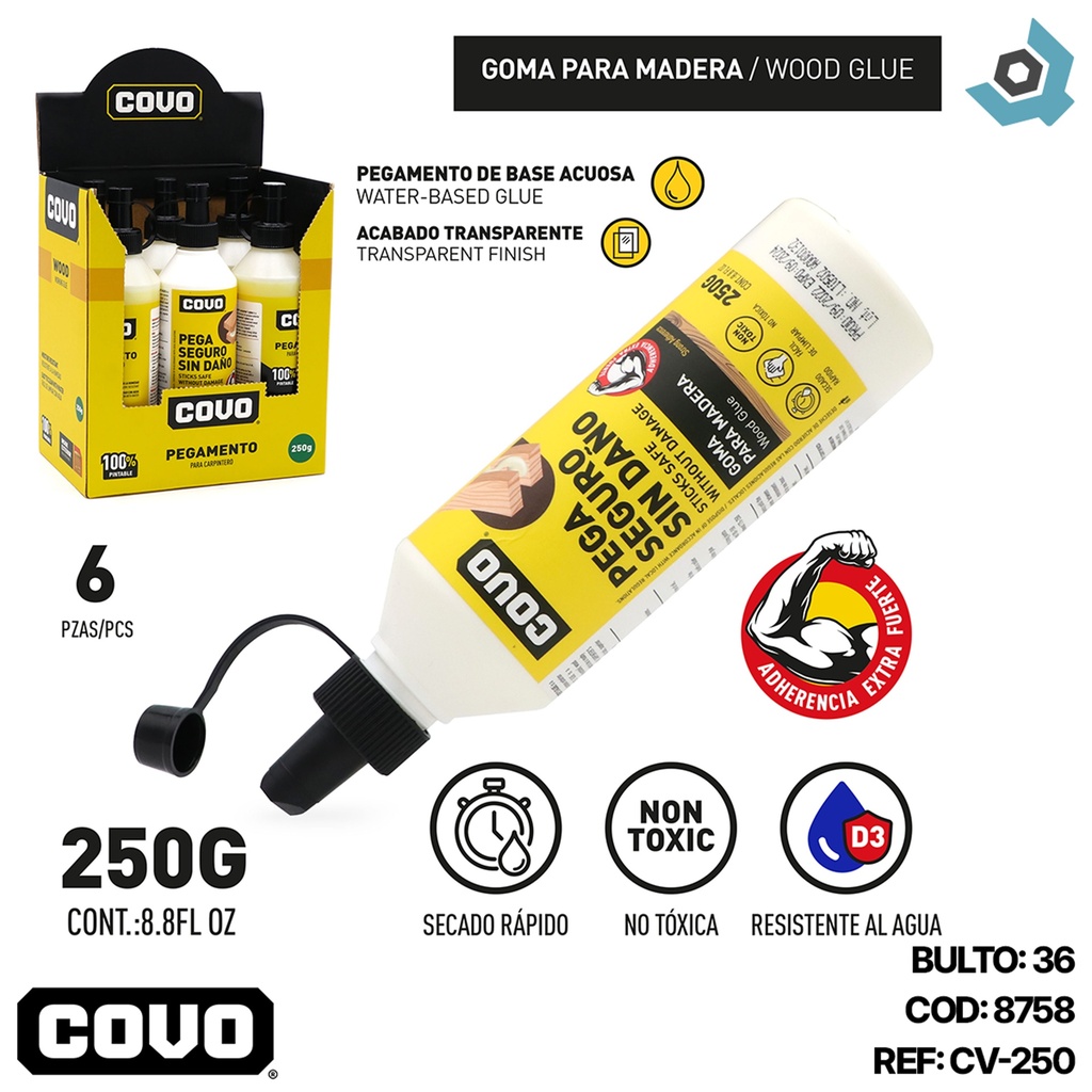 PEGAMENTO PARA CARPINTERIA 250GR COVO