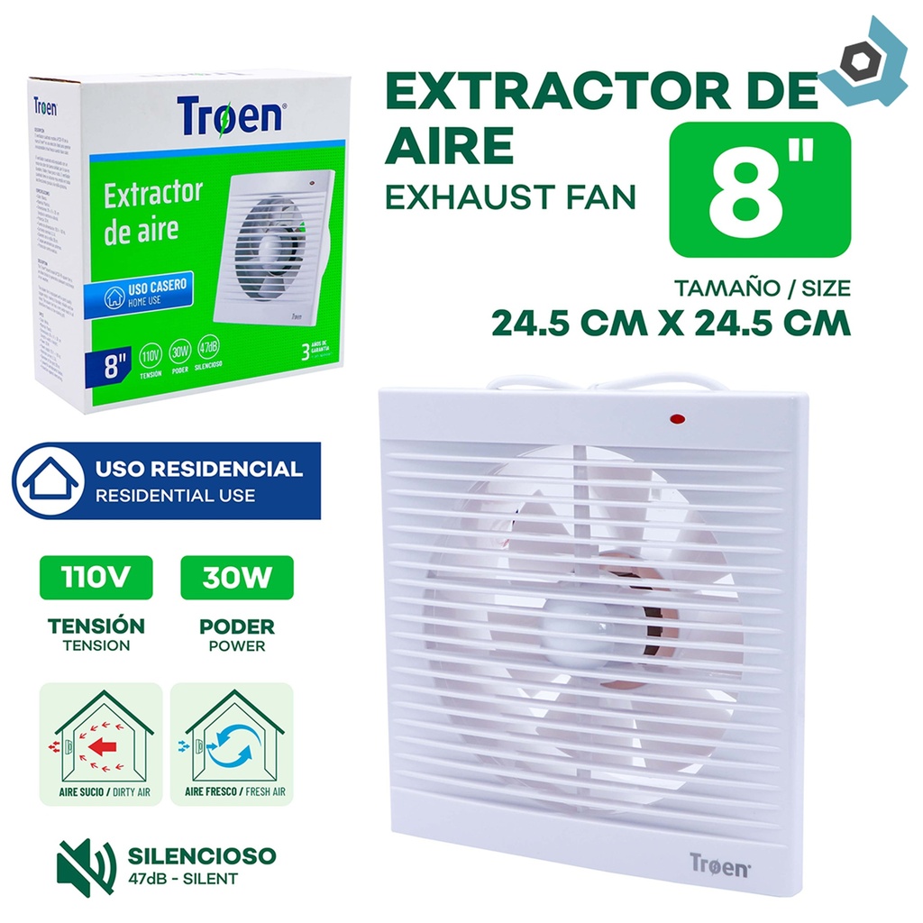 EXTRACTOR DE AIRE 8" TROEN