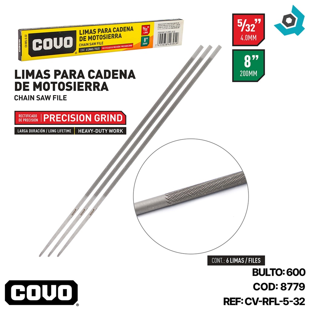 LIMA PARA CADENA DE MOTOSIERRA 5/32" COVO