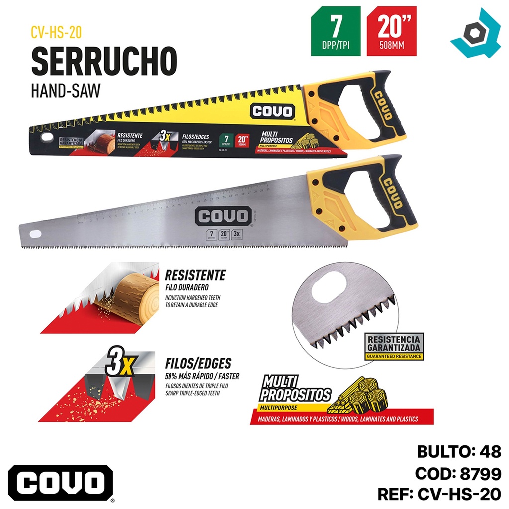 SERRUCHO 20" MANGO DE PVC COVO