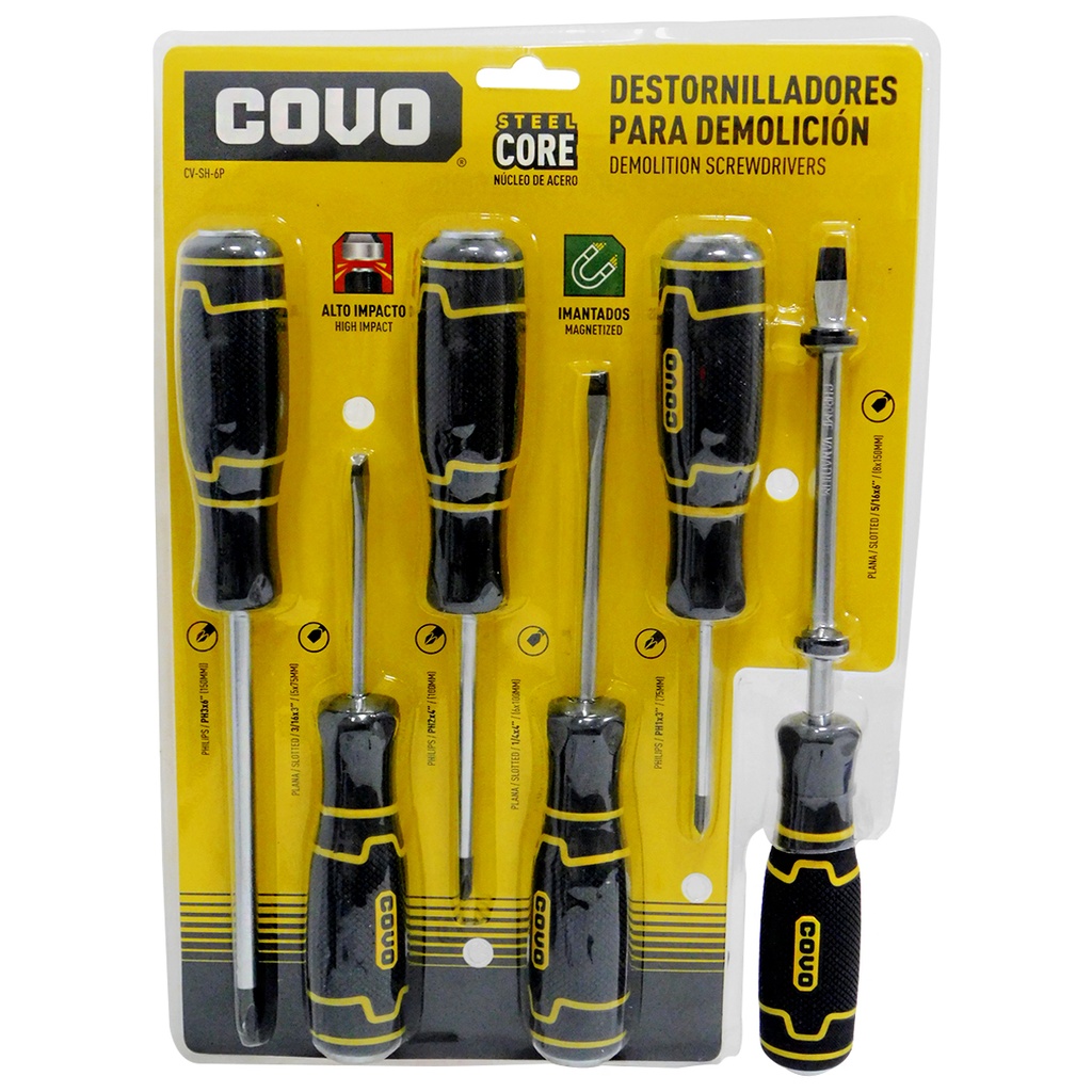 SET DE DESTORNILLADORES 6 PIEZAS PALETA Y ESTRIA COVO