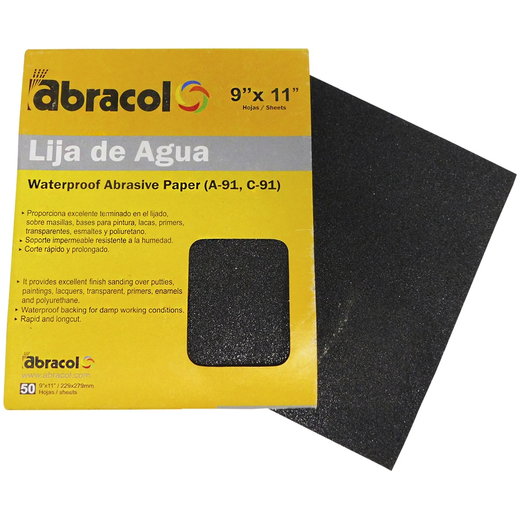 LIJA DE AGUA DE 9" X 11" GRANO 60 ABRACOL