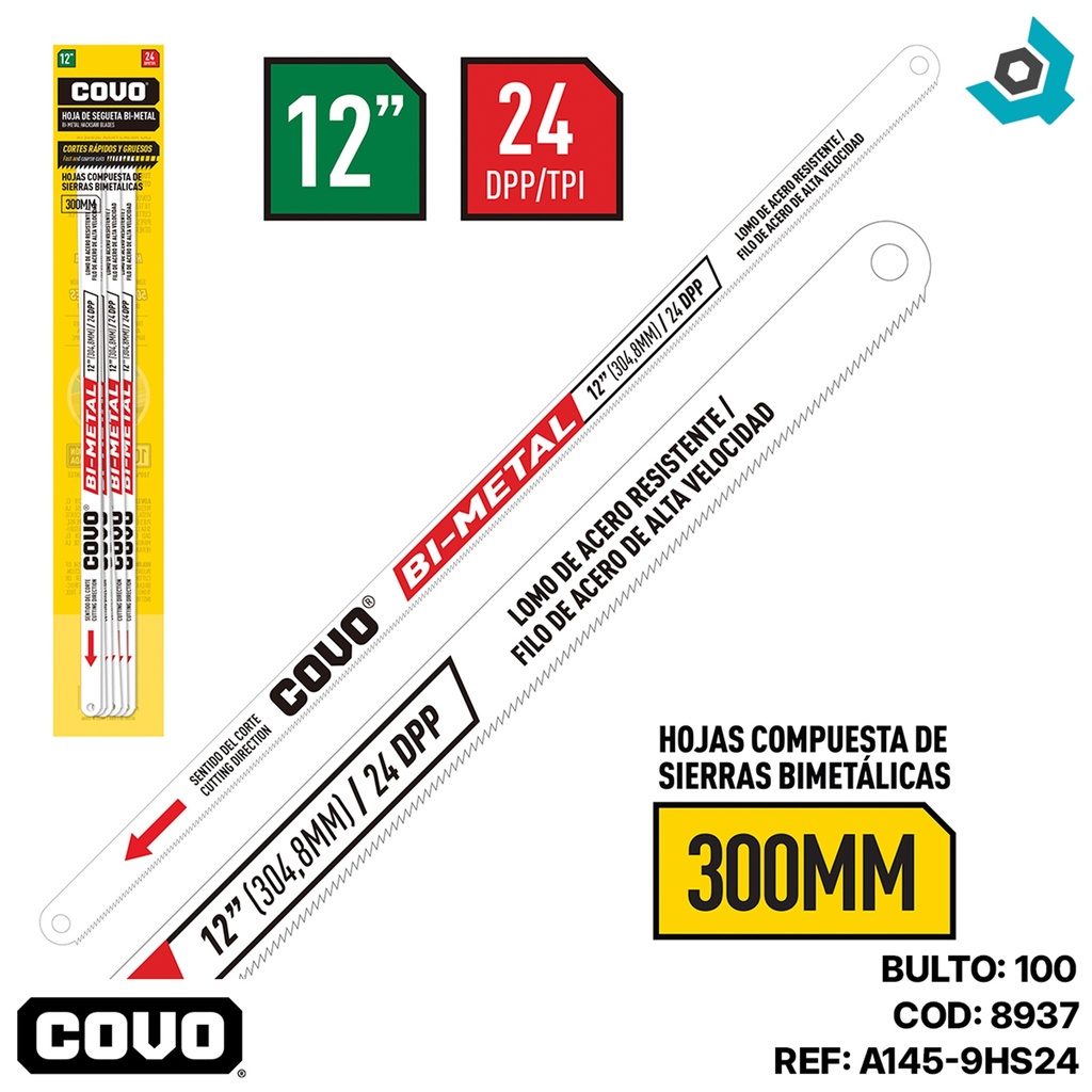 HOJAS DE SEGUETA 12" 10 PIEZAS COVO