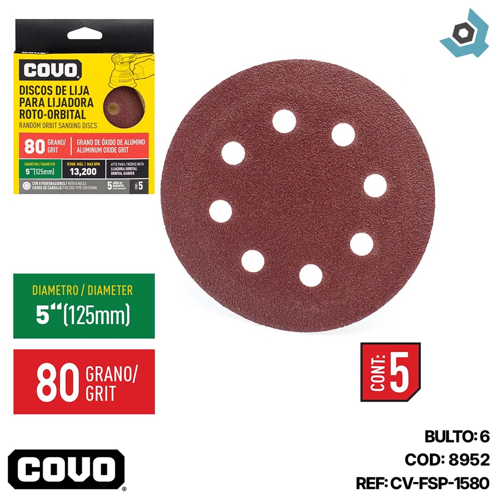 DISCO ABRASIVO 4 1/2" GRANO 80 PARA PULIR COVO