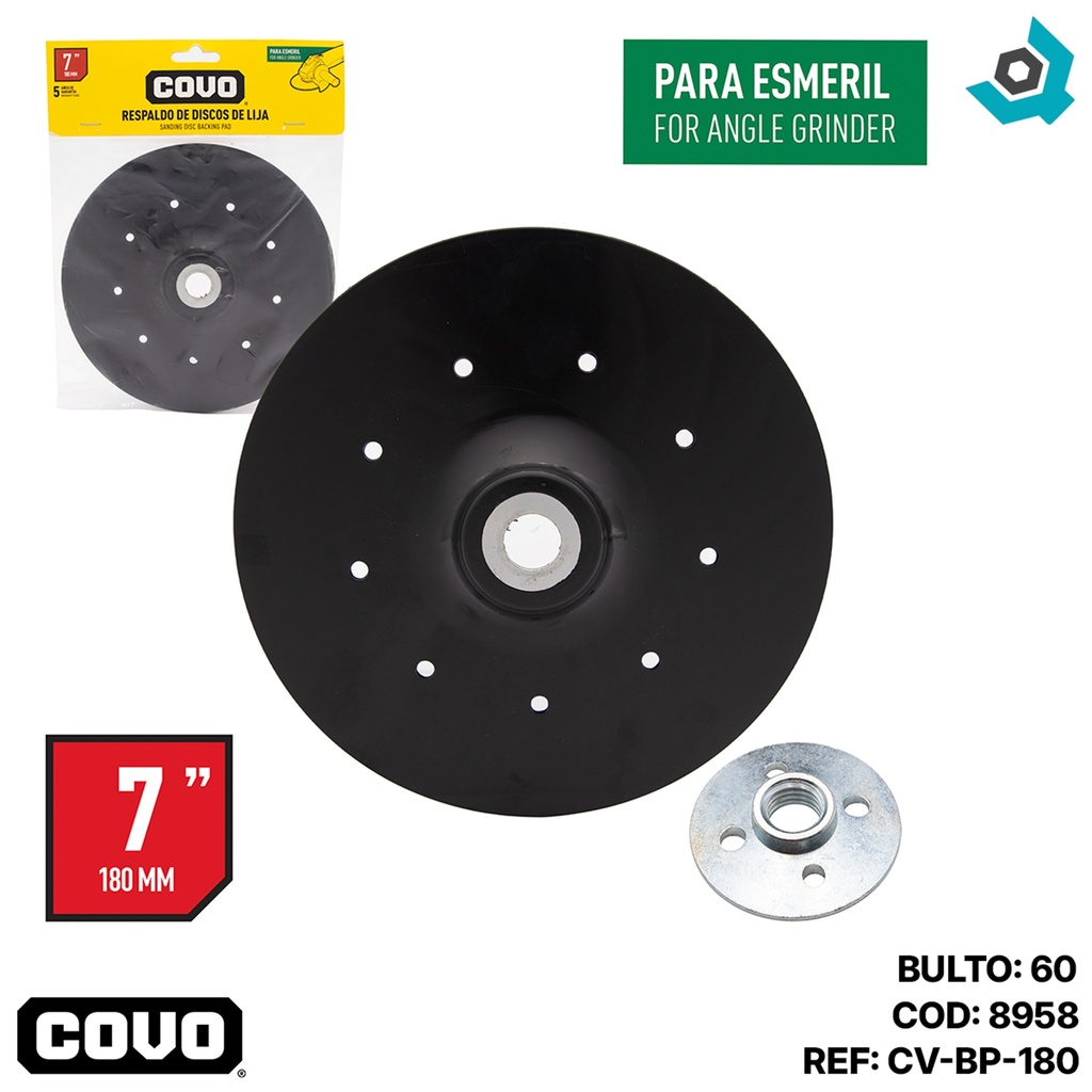 REPUESTO DE DISCO DE LIJA 7" PARA ESMERIL COVO