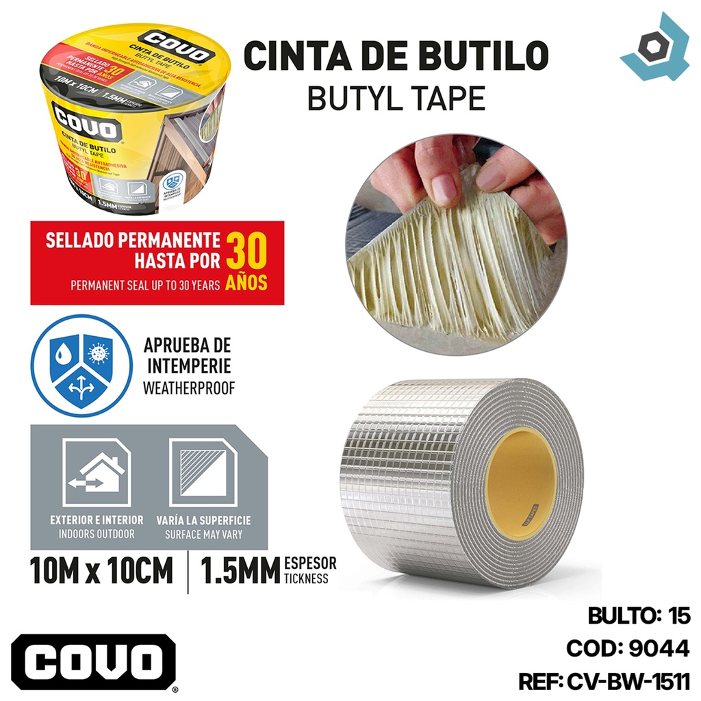 CINTA DE ALUMINIO DE BUTILO 10M X 10CM COVO