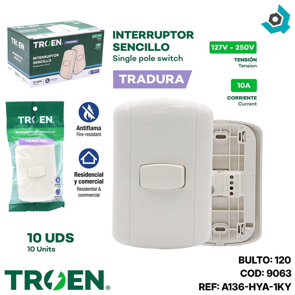 APAGADOR INDIVIDUAL BLANCO PERLA TROEN