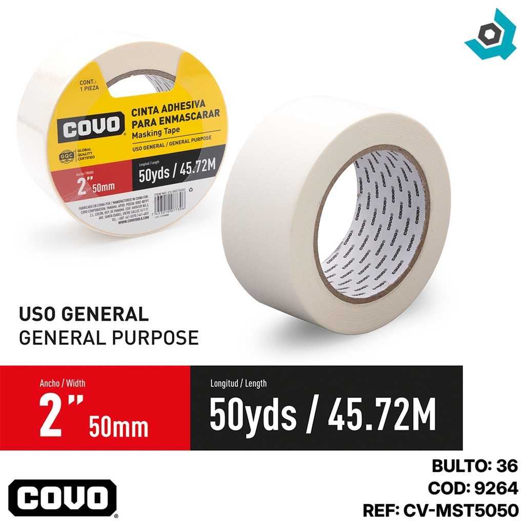 TIRRO CINTA ADHESIVA PARA ENMASCARAR 2" COVO
