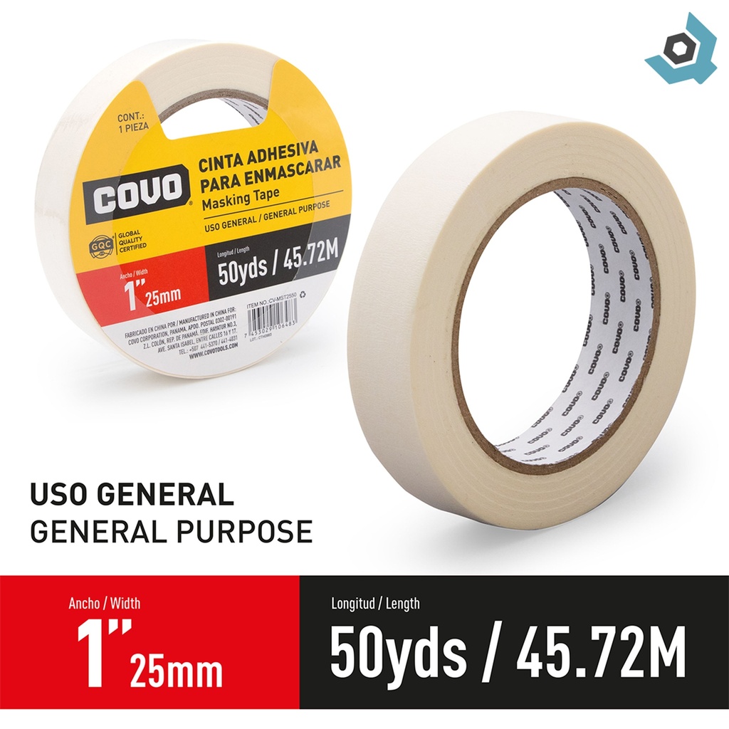TIRRO CINTA ADHESIVA PARA ENMASCARAR 1" COVO