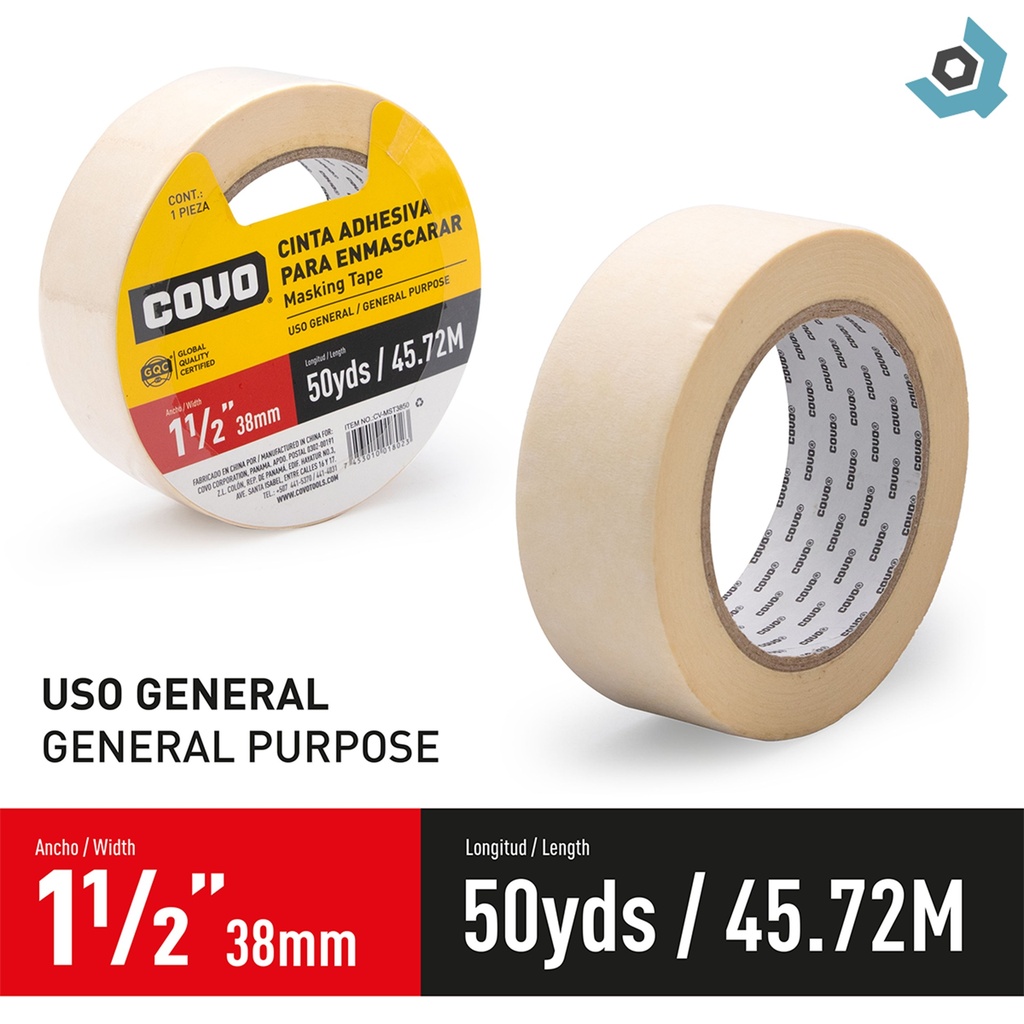 TIRRO CINTA ADHESIVA PARA ENMASCARAR 1 1/2" COVO