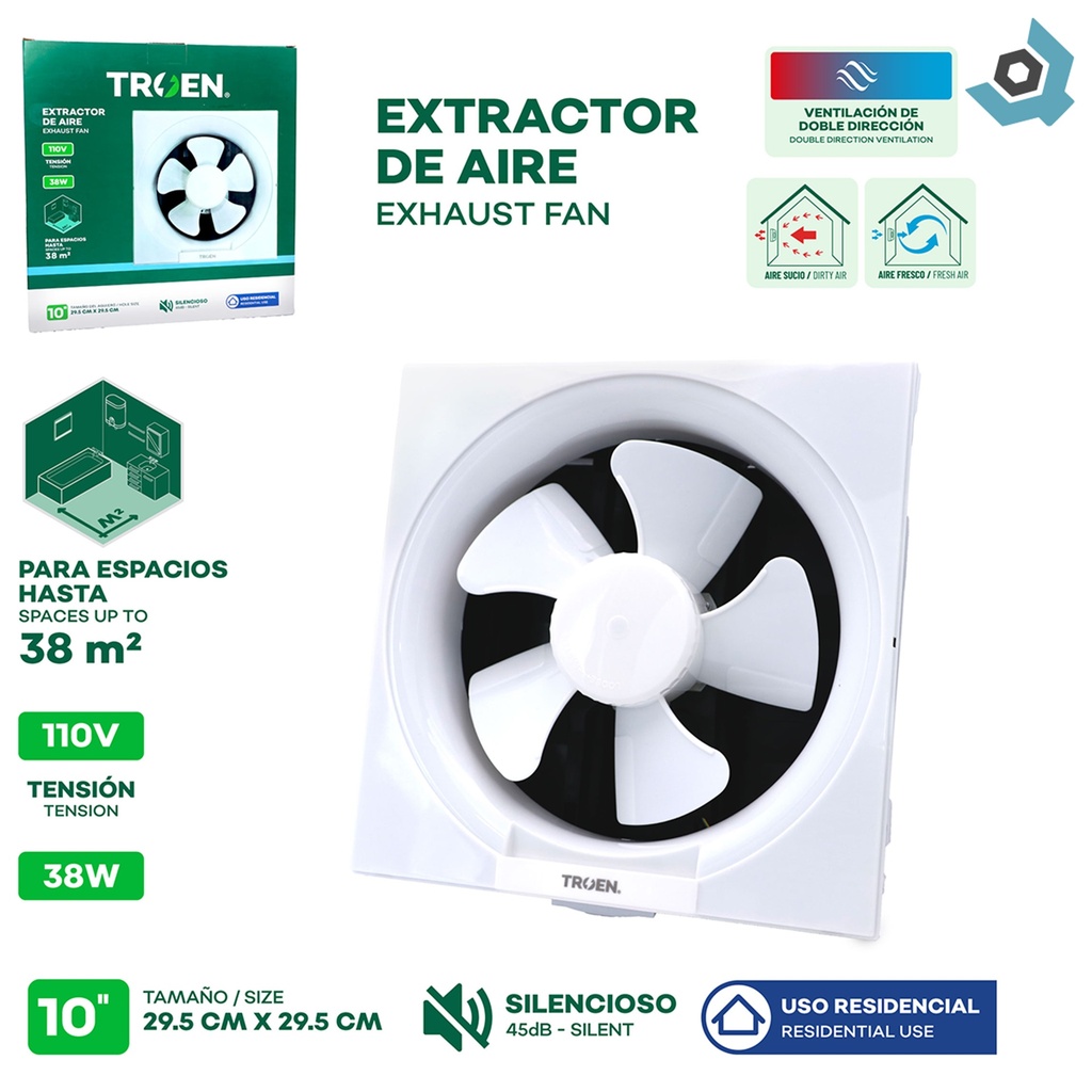 EXTRACTOR DE AIRE 10" PARA PARED TROEN
