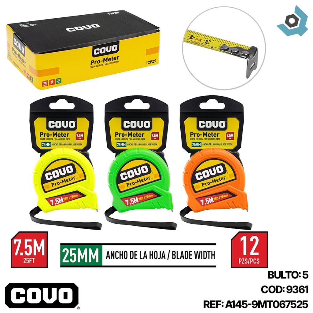 CINTA METRICA 7.5MT COVO