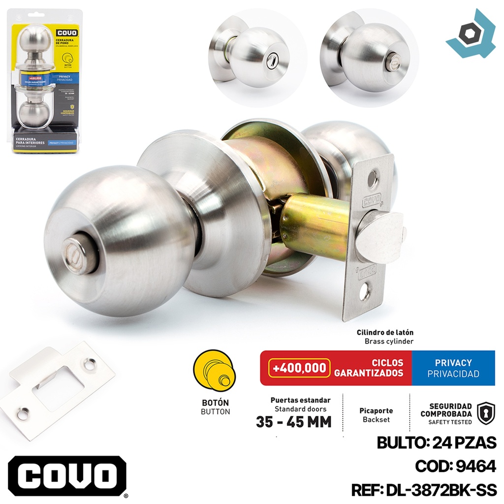 CERRADURA PARA BANO DE POMO CROMADA COVO