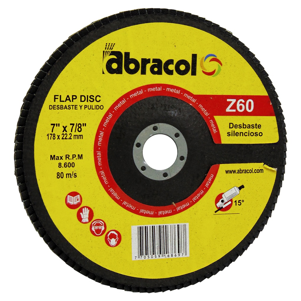 DISCO ABRASIVO 7" X 7/8" T29 ZR GRANO 60 ABRACOL