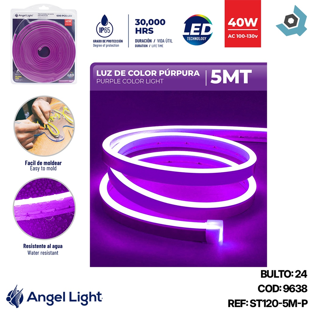 TIRA DE LUZ LED 5 METROS PURPURA ANGEL LIGHT