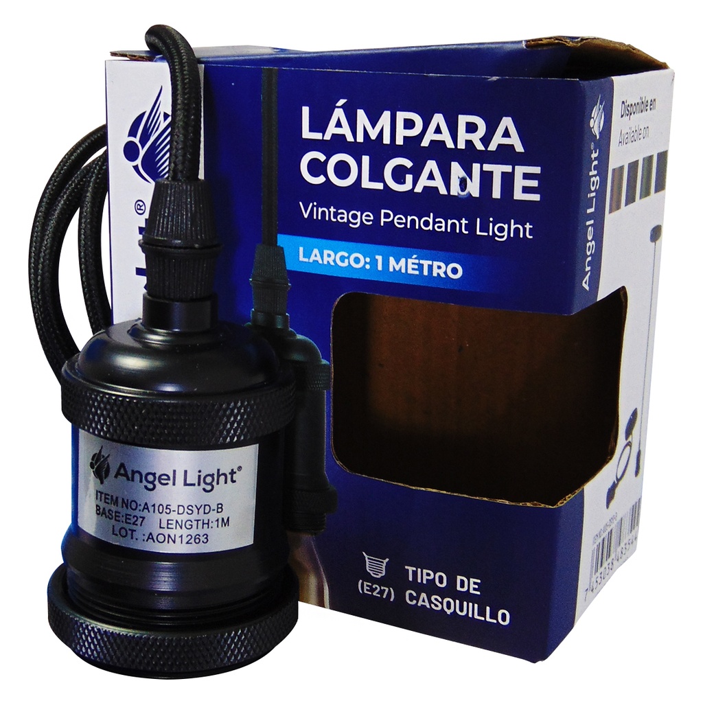 SOCATE PARA BOMBILLO COLGANTE NEGRO ANGEL LIGHT