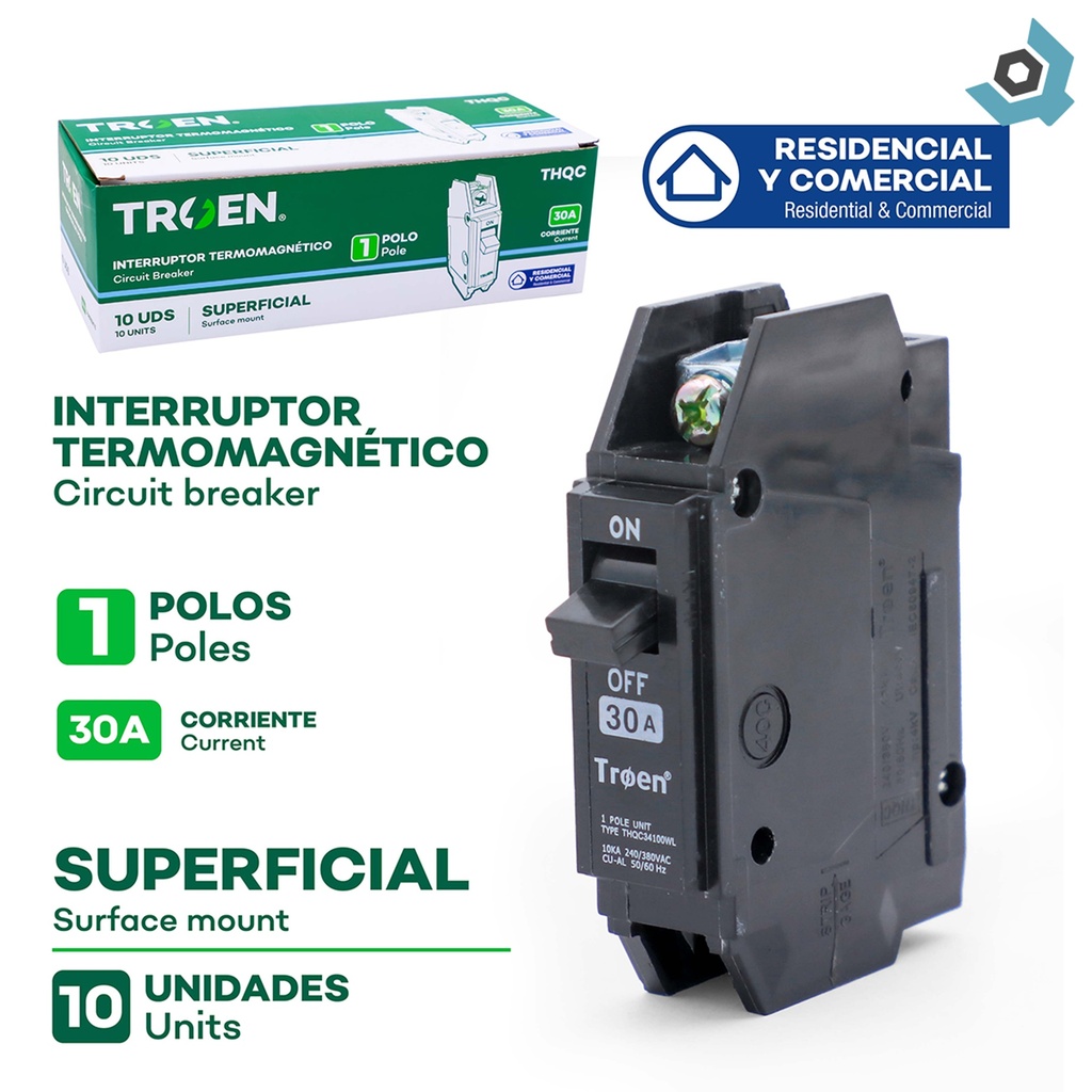 BREAKER SUPERFICIAL 1P X 30AMP TROEN