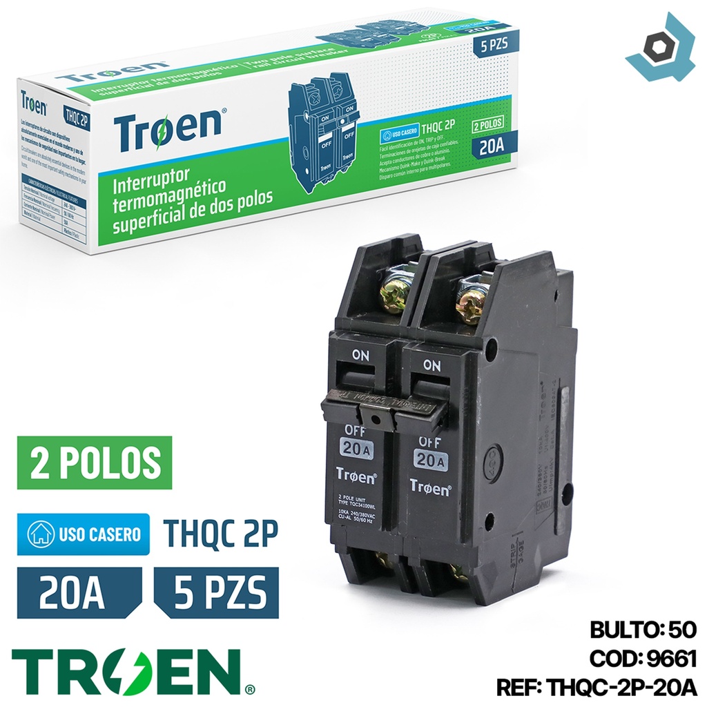 BREAKER SUPERFICIAL 2P X 20AMP TROEN