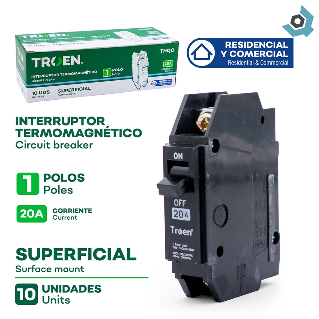 BREAKER SUPERFICIAL 1P X 20AMP TROEN