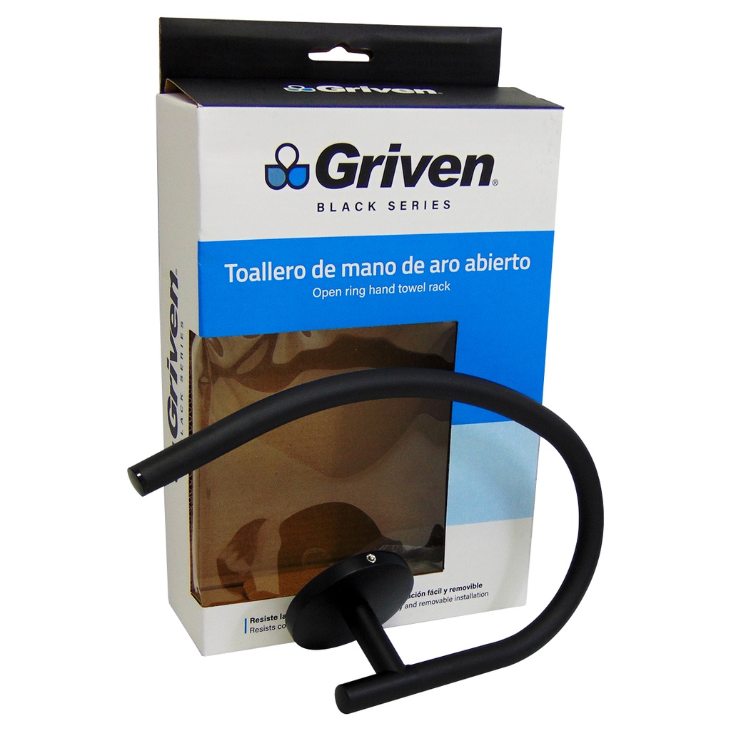 TOALLERO DE MANO DE ARO ABIERTO GRIVEN BLACK