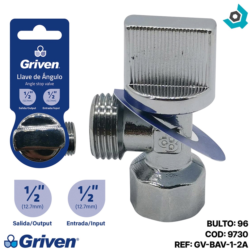 LLAVE DE ARRESTO 1/2" CROMADA GRIVEN