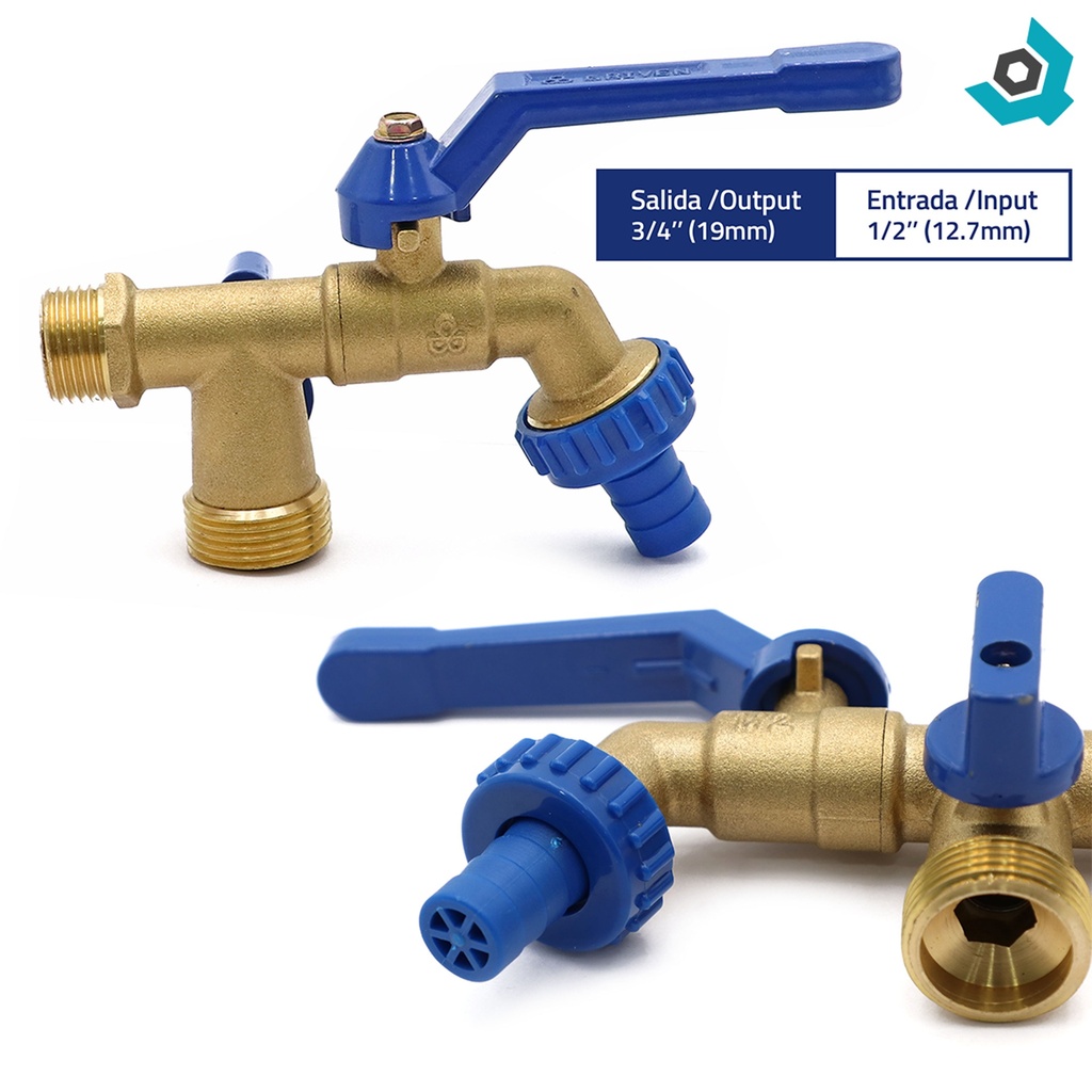 LLAVE DE CHORRO 1/2" BRONCE CON PICO DOBLE GRIVEN