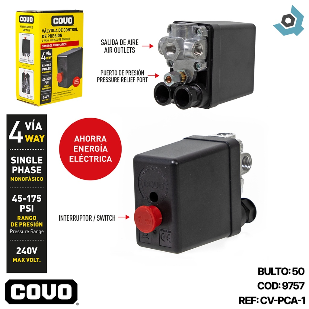 VALVULA DE CONTROL DE PRESION DE AIRE COVO