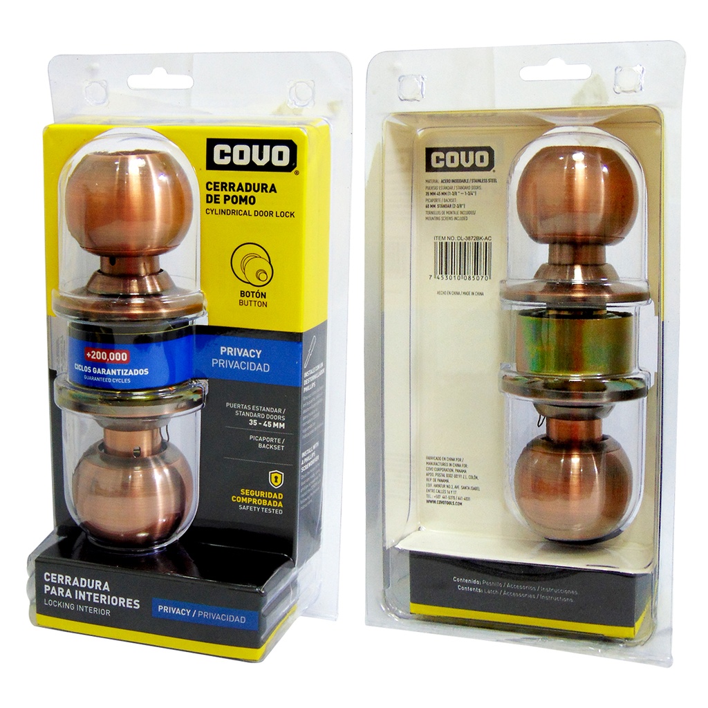 CERRADURA PARA BANO DE POMO BRONCE COVO