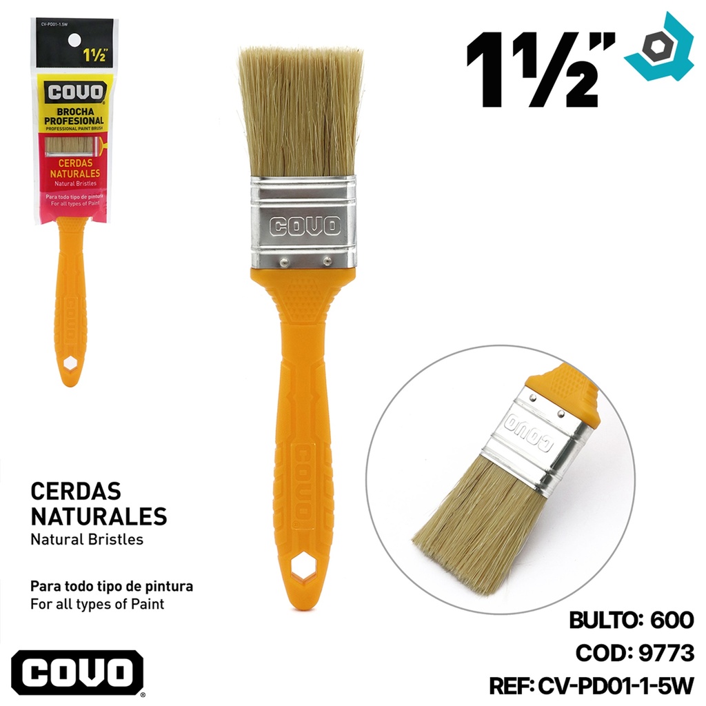 BROCHA 1.5" CERDAS BLANCAS COVO