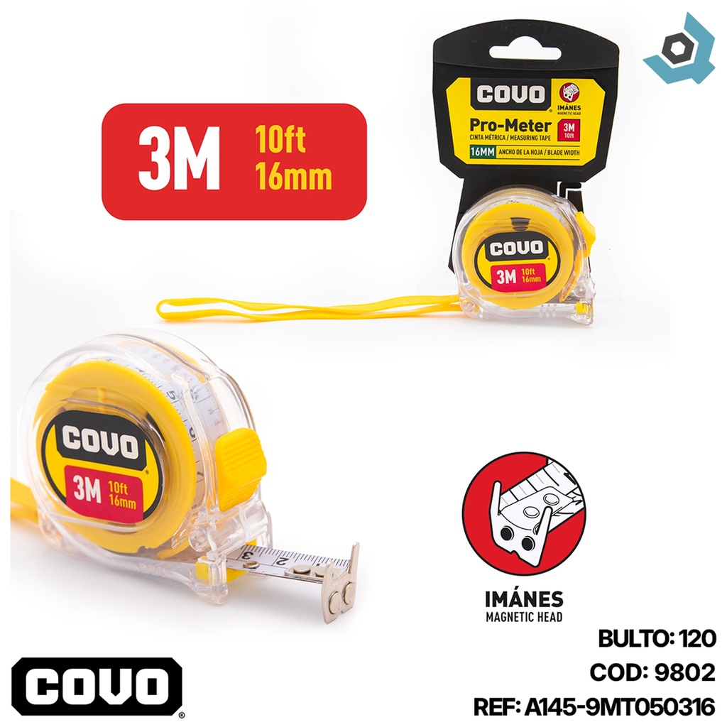CINTA METRICA 3M X 16MM COVO