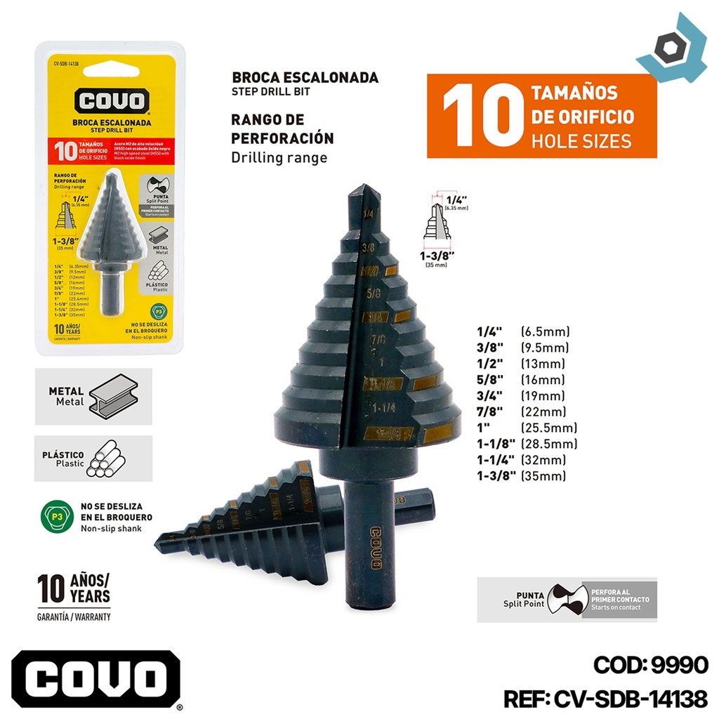 MECHA 3/8" MULTIMATERIAL ESCALONADA COVO