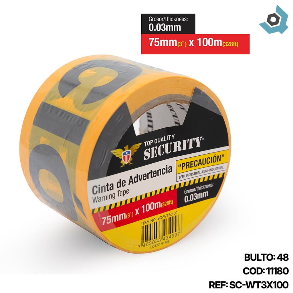 CINTA DE ADVERENCIA 3" X 100 METROS SECURITY