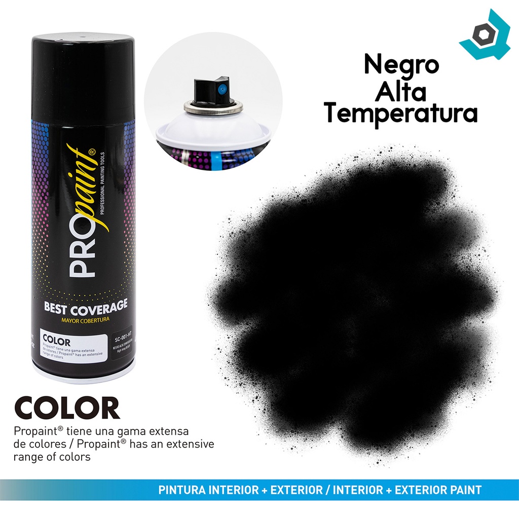 PINTURA EN SPRAY NEGRO ALTA TEMPERATURA PRO PAINT