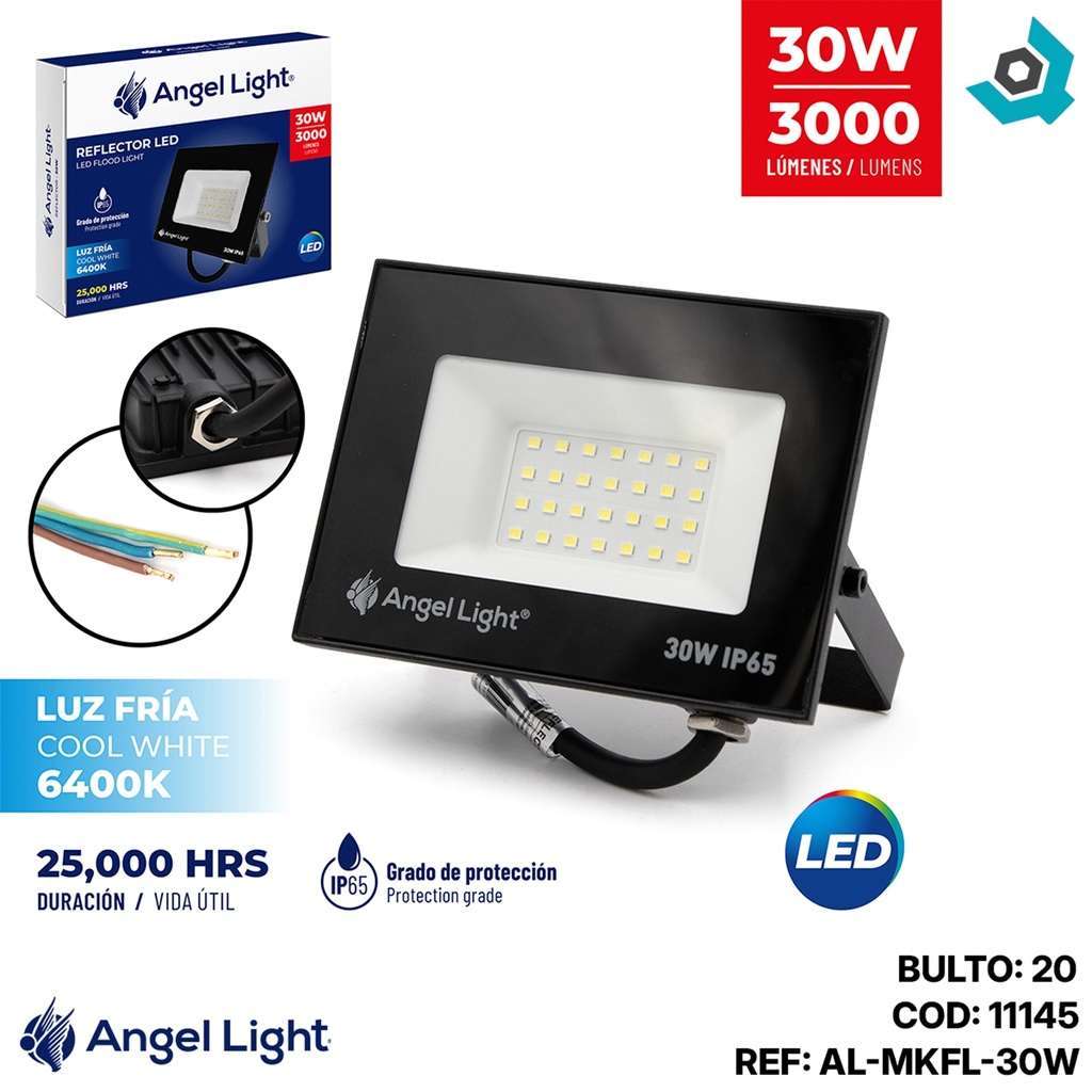 REFLECTOR LED 30W LUZ FRIA 6400K ANGEL LIGHT