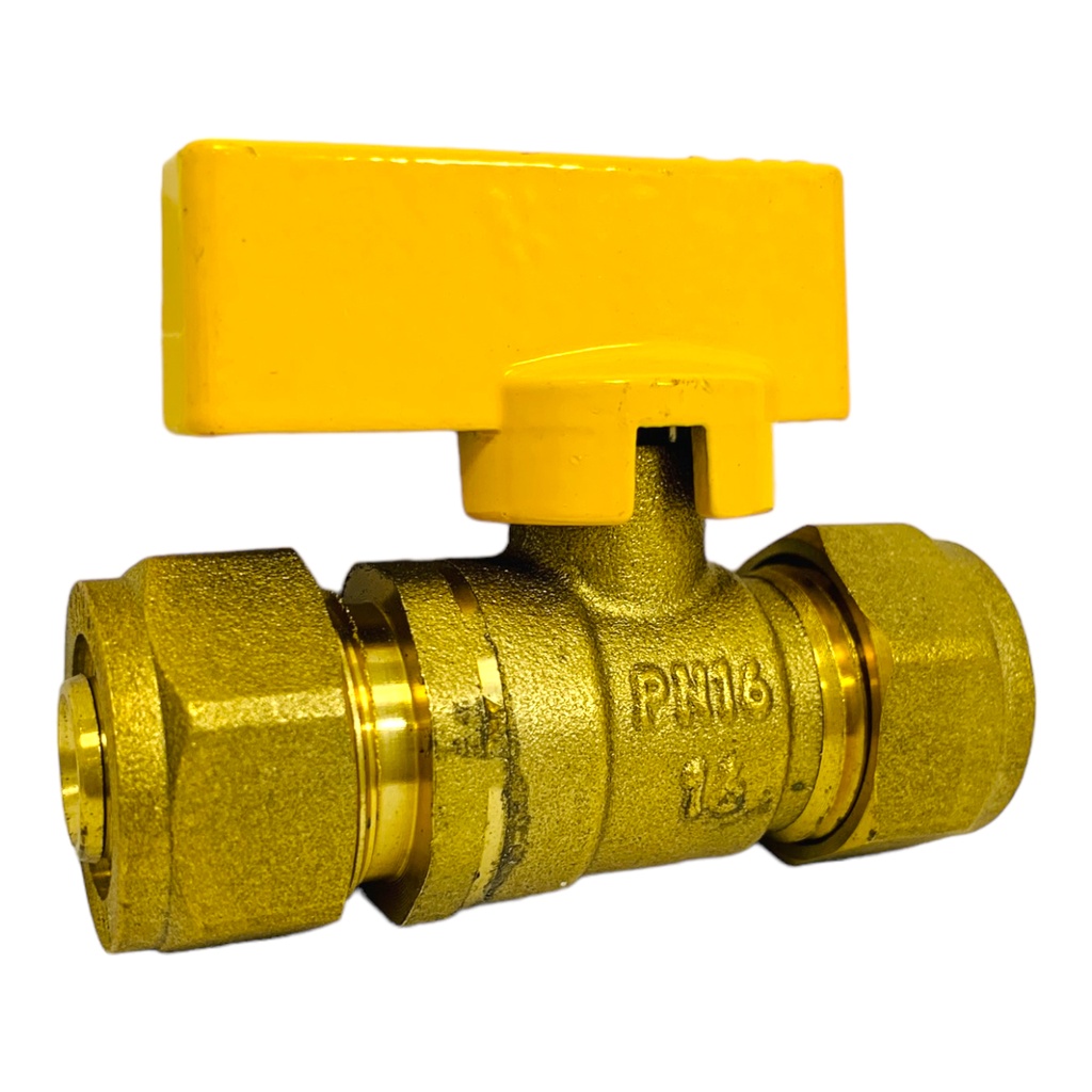 VALVULA RACOR COMPLETO 16 X 16MM DE BOLA DE BRONCE PARA GAS GRIVEN