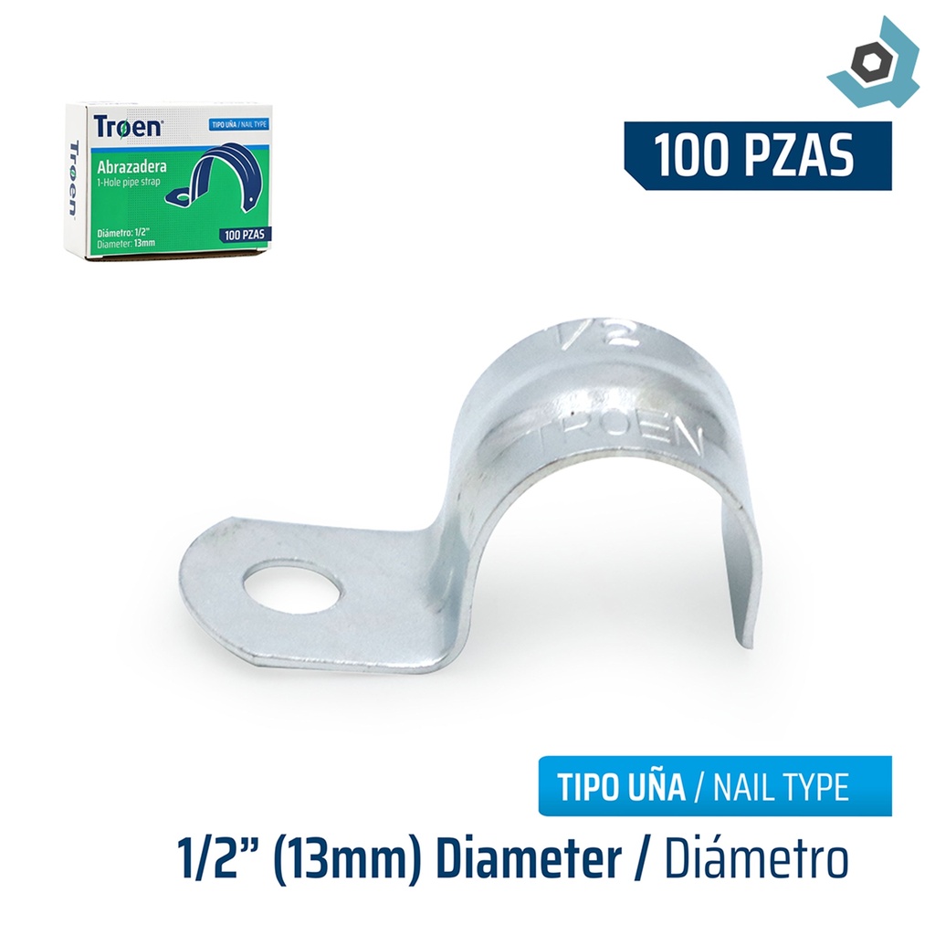 ABRAZADERAS 1/2" 100 PIEZAS TROEN