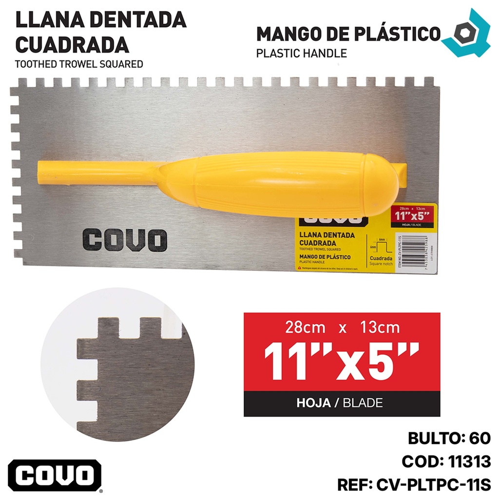 LLANA DENTADA CUADRADA 11" X 5" COVO