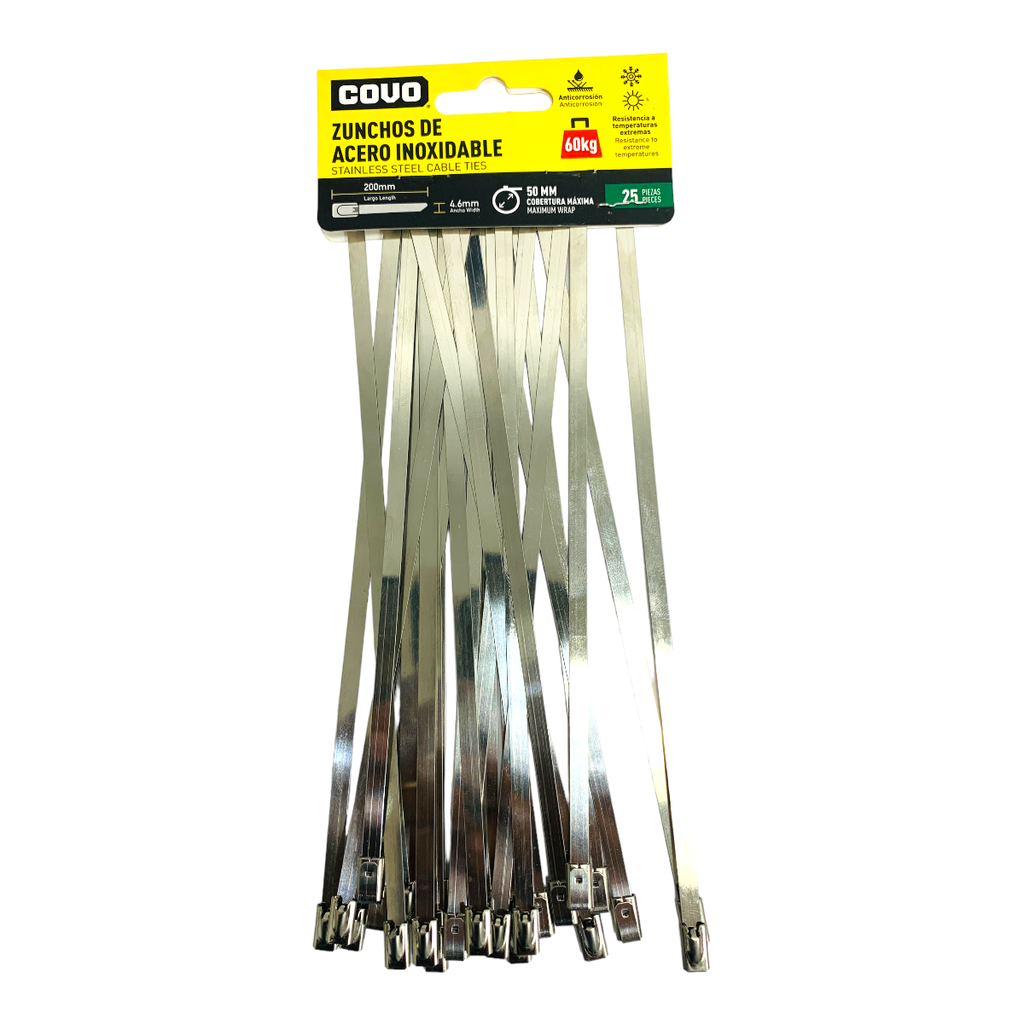 TIRRAJES DE ACERO INOXIDABLE 4.6 X 200MM COVO 25 PIEZAS COVO
